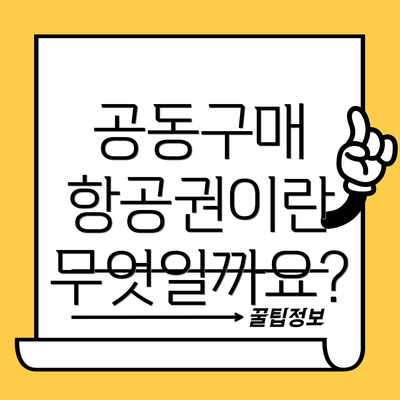 공동구매 항공권이란 무엇일까요?