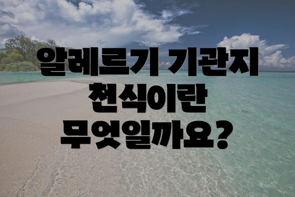 알레르기 기관지 천식이란 무엇일까요?