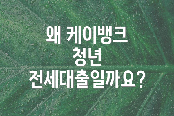 왜 케이뱅크 청년 전세대출일까요?