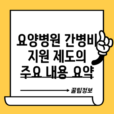 요양병원 간병비 지원 제도의 주요 내용 요약