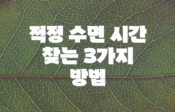 적정 수면 시간 찾는 3가지 방법