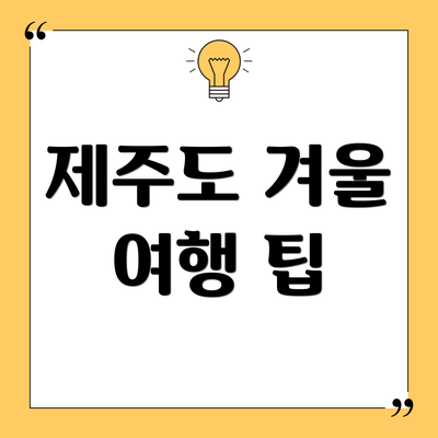제주도 겨울 여행 팁