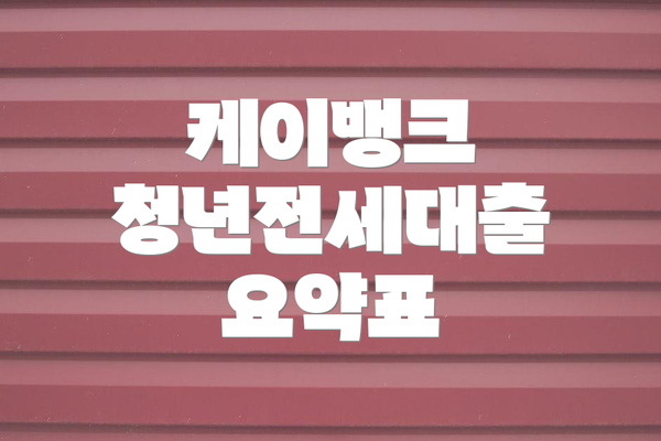케이뱅크 청년전세대출 요약표