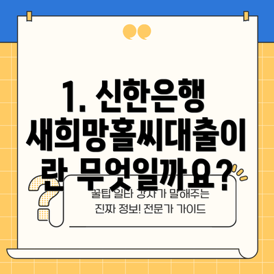1. 신한은행 새희망홀씨대출이란 무엇일까요?