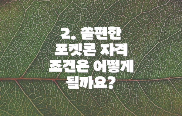2. 쏠편한 포켓론 자격 조건은 어떻게 될까요?