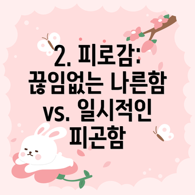 2. 피로감:  끊임없는 나른함 vs. 일시적인 피곤함