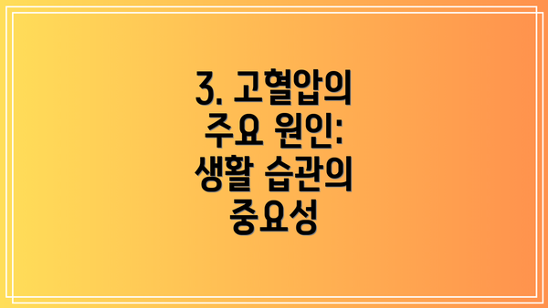3. 고혈압의 주요 원인: 생활 습관의 중요성