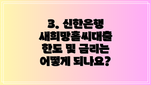 3. 신한은행 새희망홀씨대출 한도 및 금리는 어떻게 되나요?