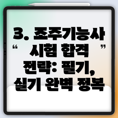 3. 조주기능사 시험 합격 전략: 필기, 실기 완벽 정복