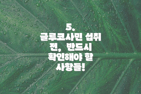 5.  글루코사민 섭취 전,  반드시 확인해야 할 사항들!