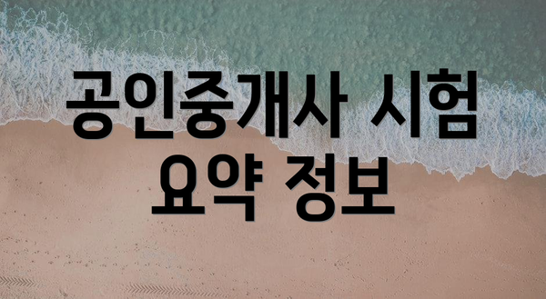 공인중개사 시험 요약 정보