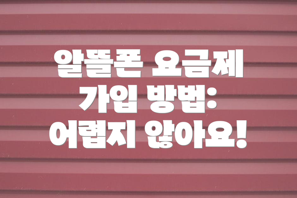 알뜰폰 요금제 가입 방법: 어렵지 않아요!