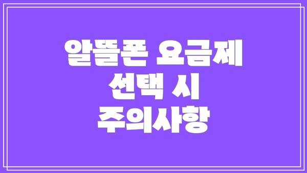 알뜰폰 요금제 선택 시 주의사항