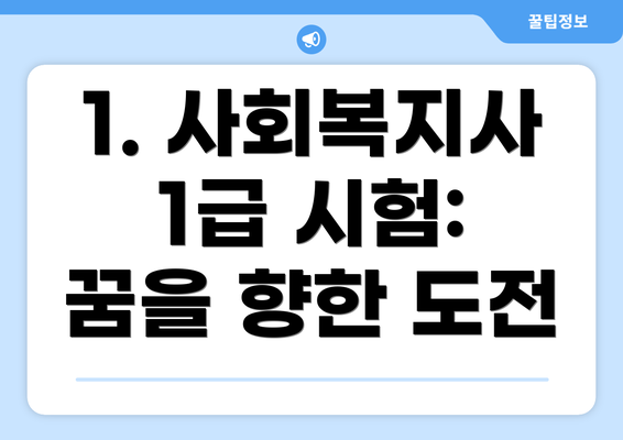 1. 사회복지사 1급 시험: 꿈을 향한 도전