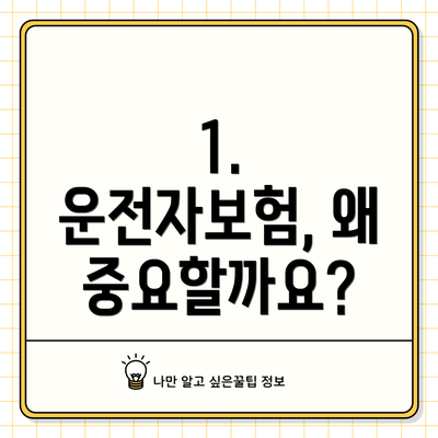 1. 운전자보험, 왜 중요할까요?