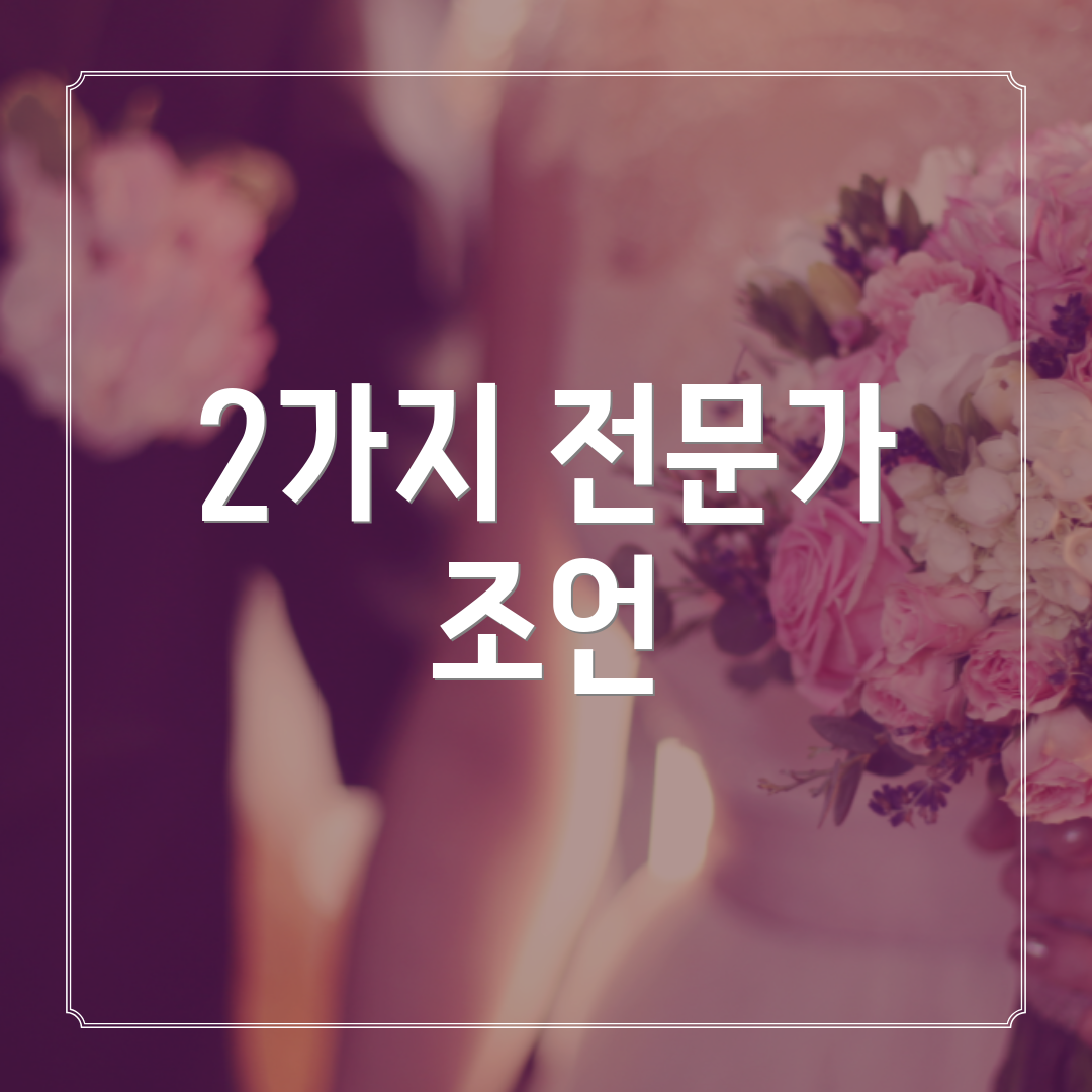 2가지 전문가 조언