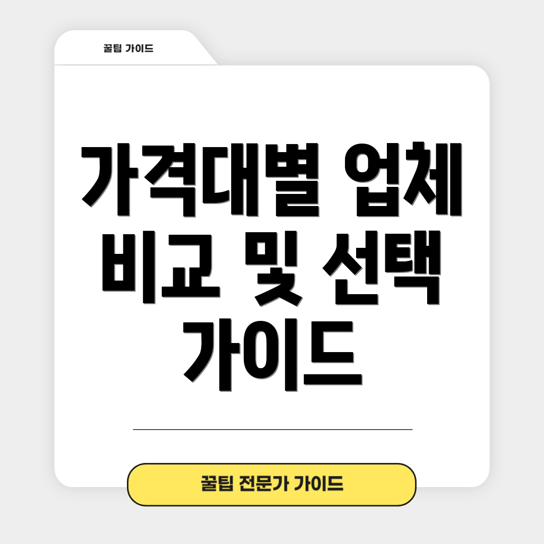 가격대별 업체 비교 및 선택 가이드