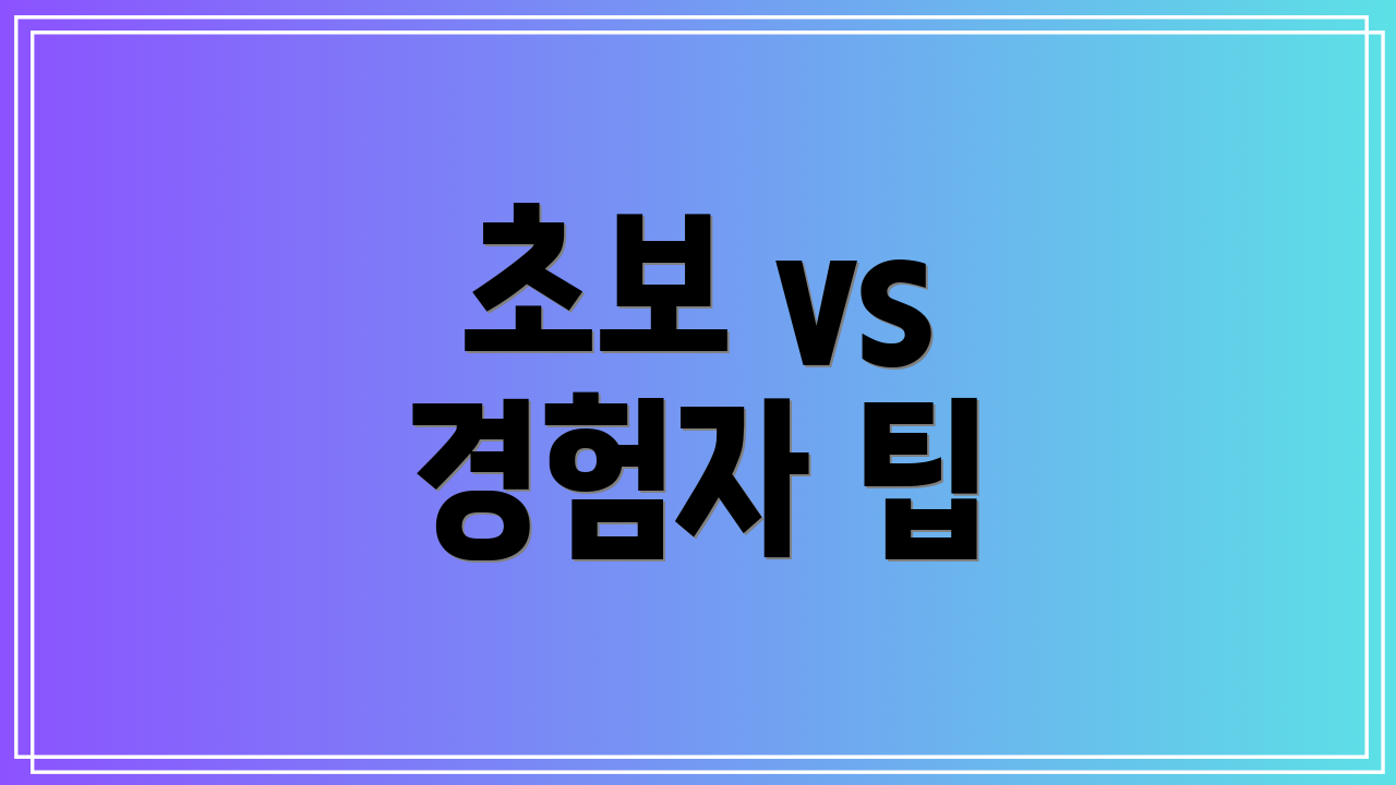 초보 vs 경험자 팁