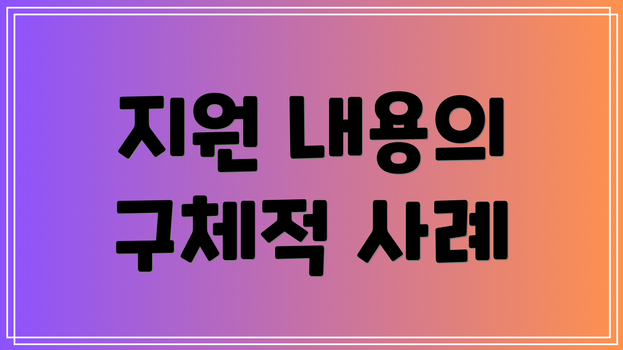 지원 내용의 구체적 사례