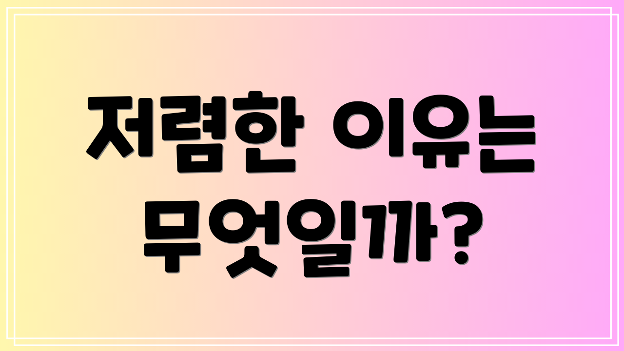 저렴한 이유는 무엇일까?