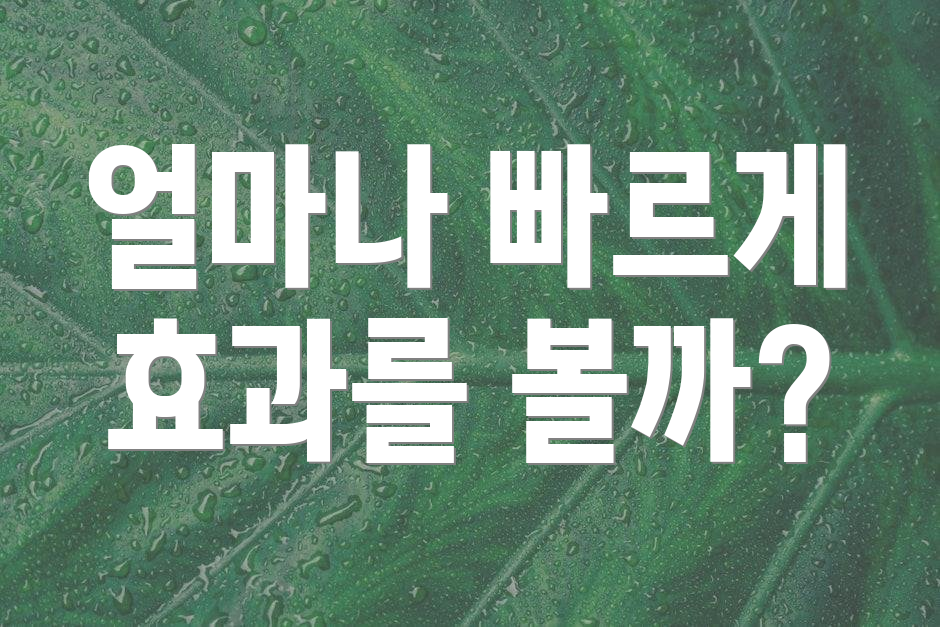 얼마나 빠르게 효과를 볼까?