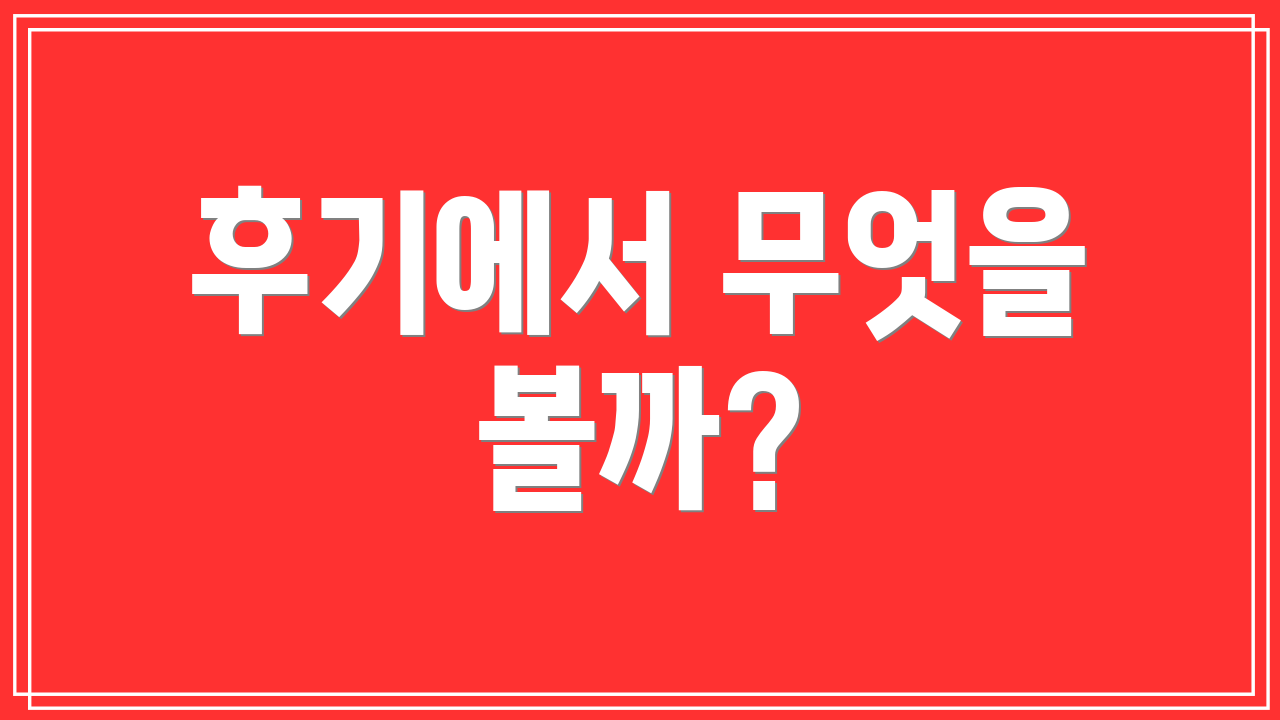 후기에서 무엇을 볼까?