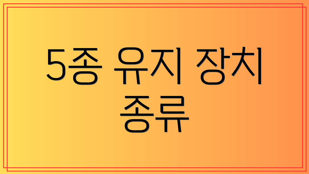 5종 유지 장치 종류