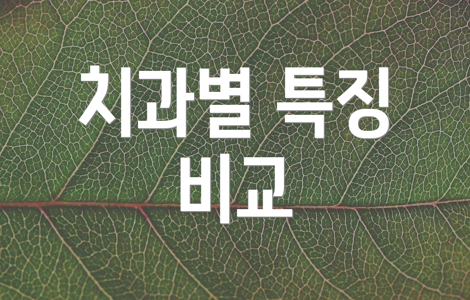 치과별 특징 비교