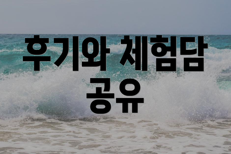 후기와 체험담 공유
