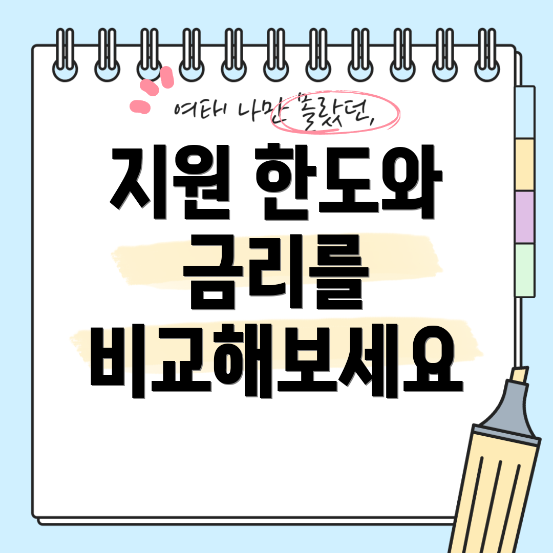 지원 한도와 금리를 비교해보세요