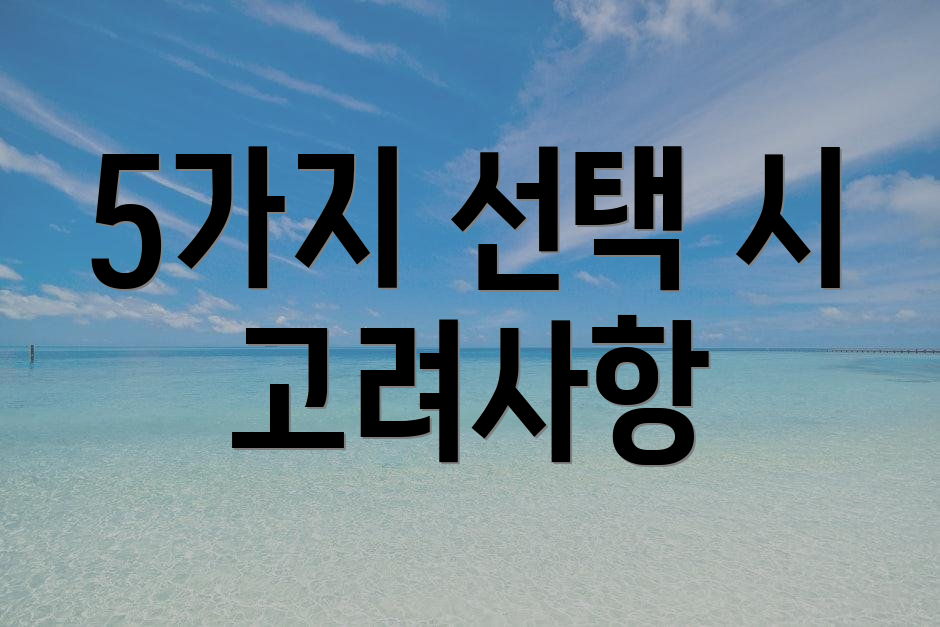 5가지 선택 시 고려사항