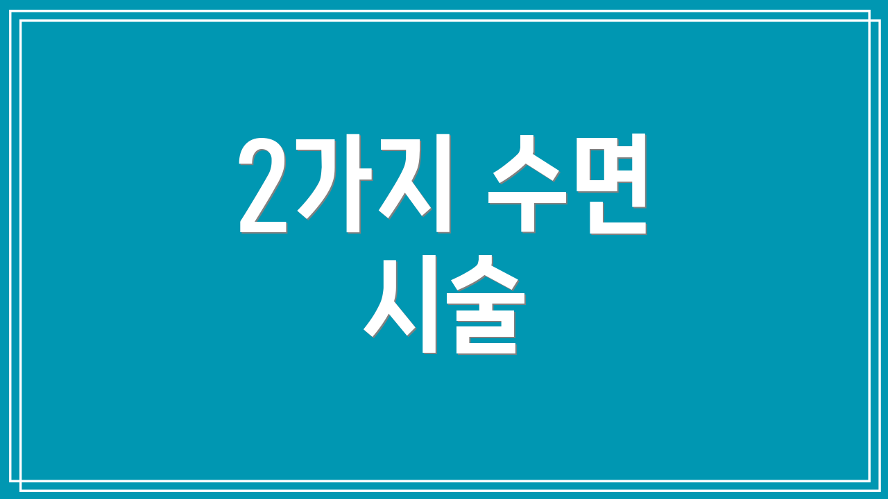 2가지 수면 시술