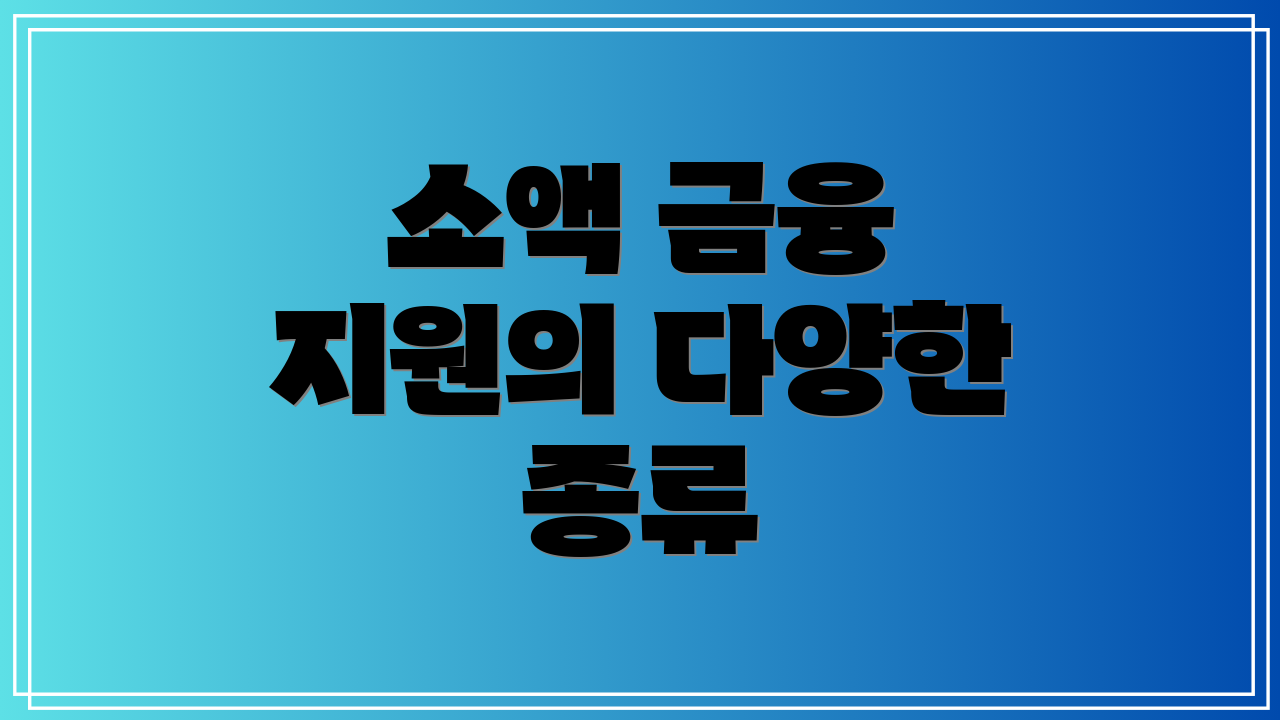 소액 금융 지원의 다양한 종류