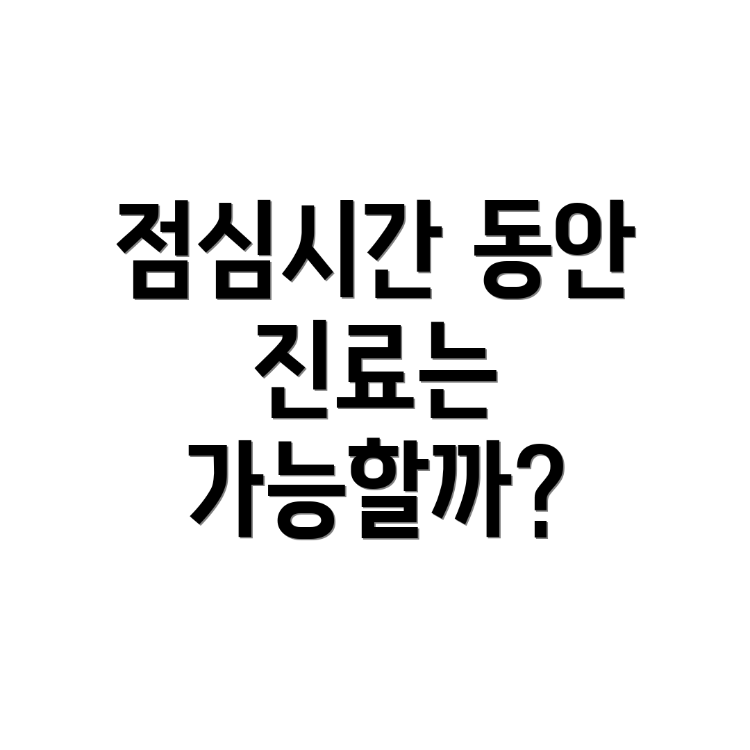 점심시간 동안 진료는 가능할까?