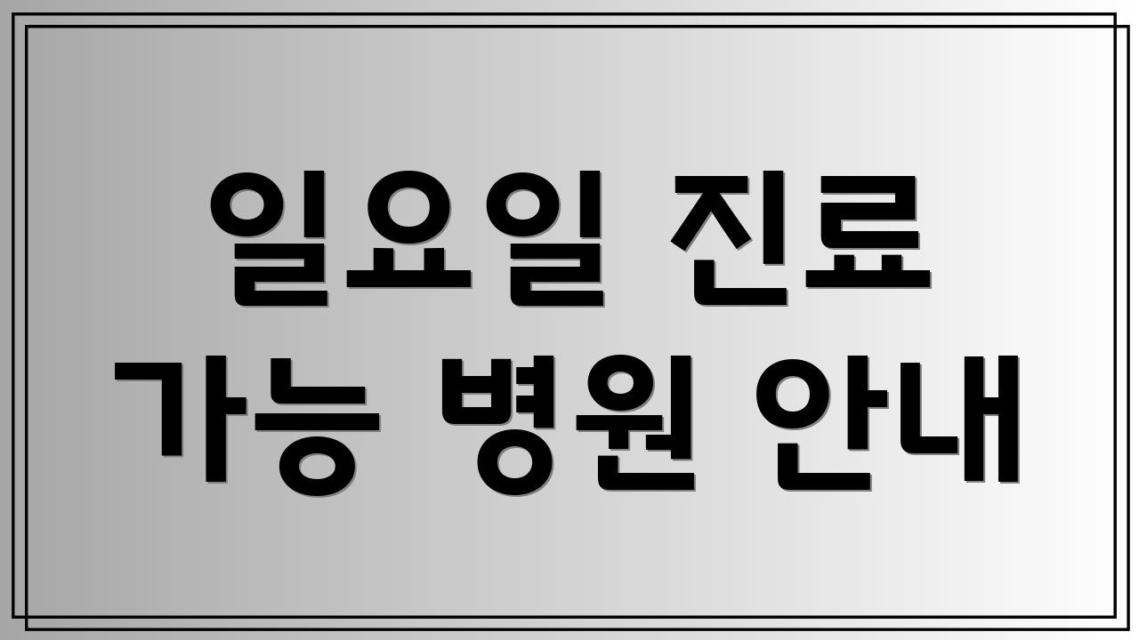 일요일 진료 가능 병원 안내