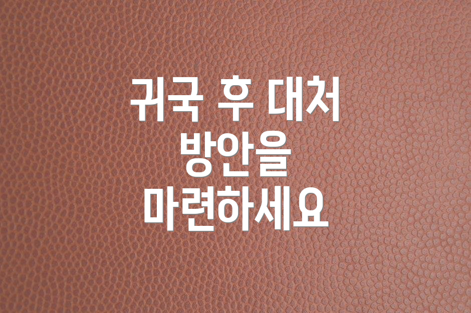 귀국 후 대처 방안을 마련하세요