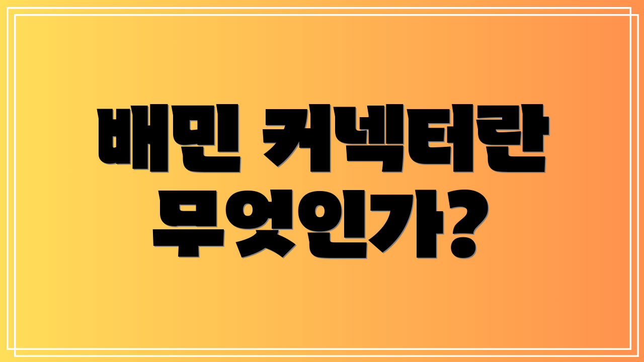 배민 커넥터란 무엇인가?