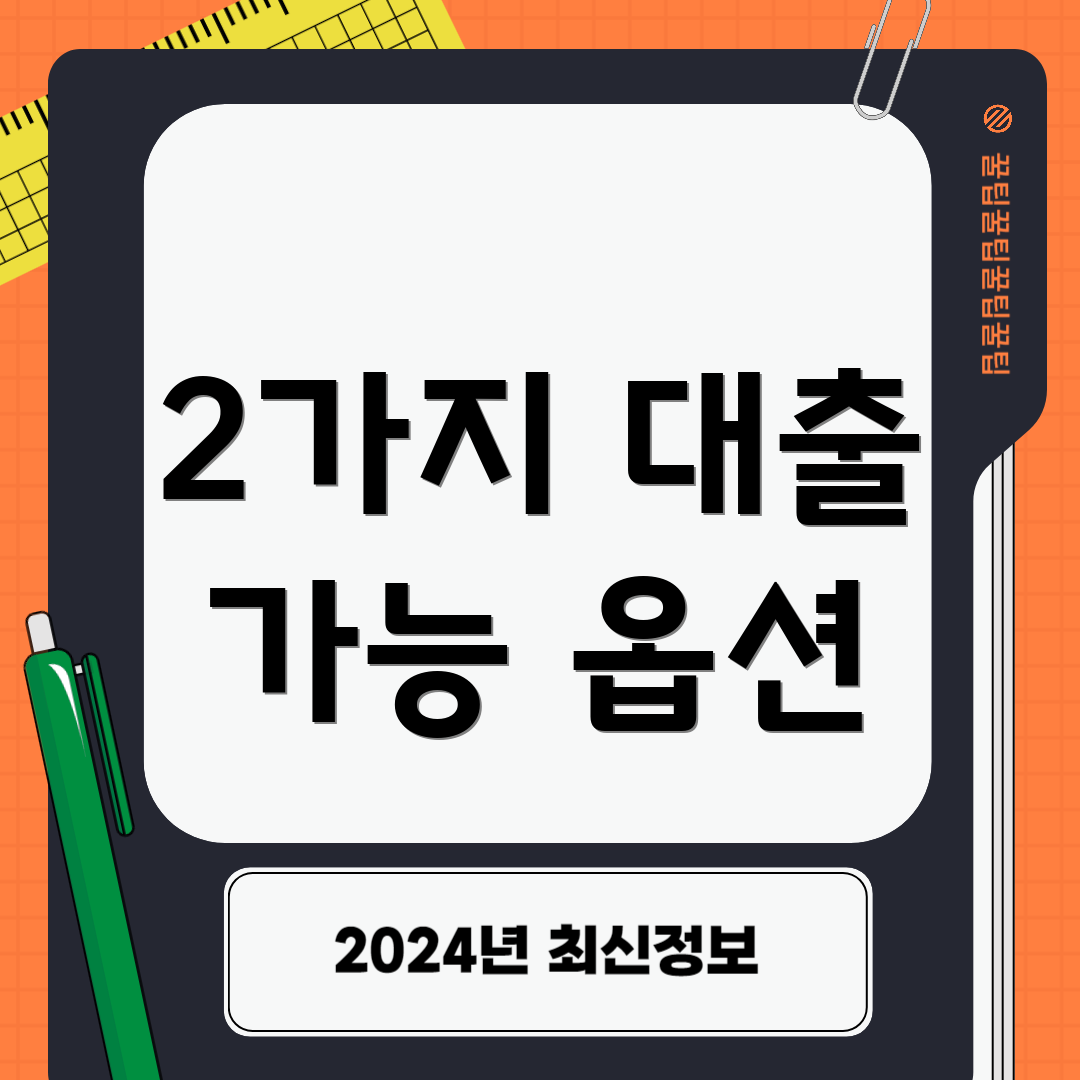 2가지 대출 가능 옵션