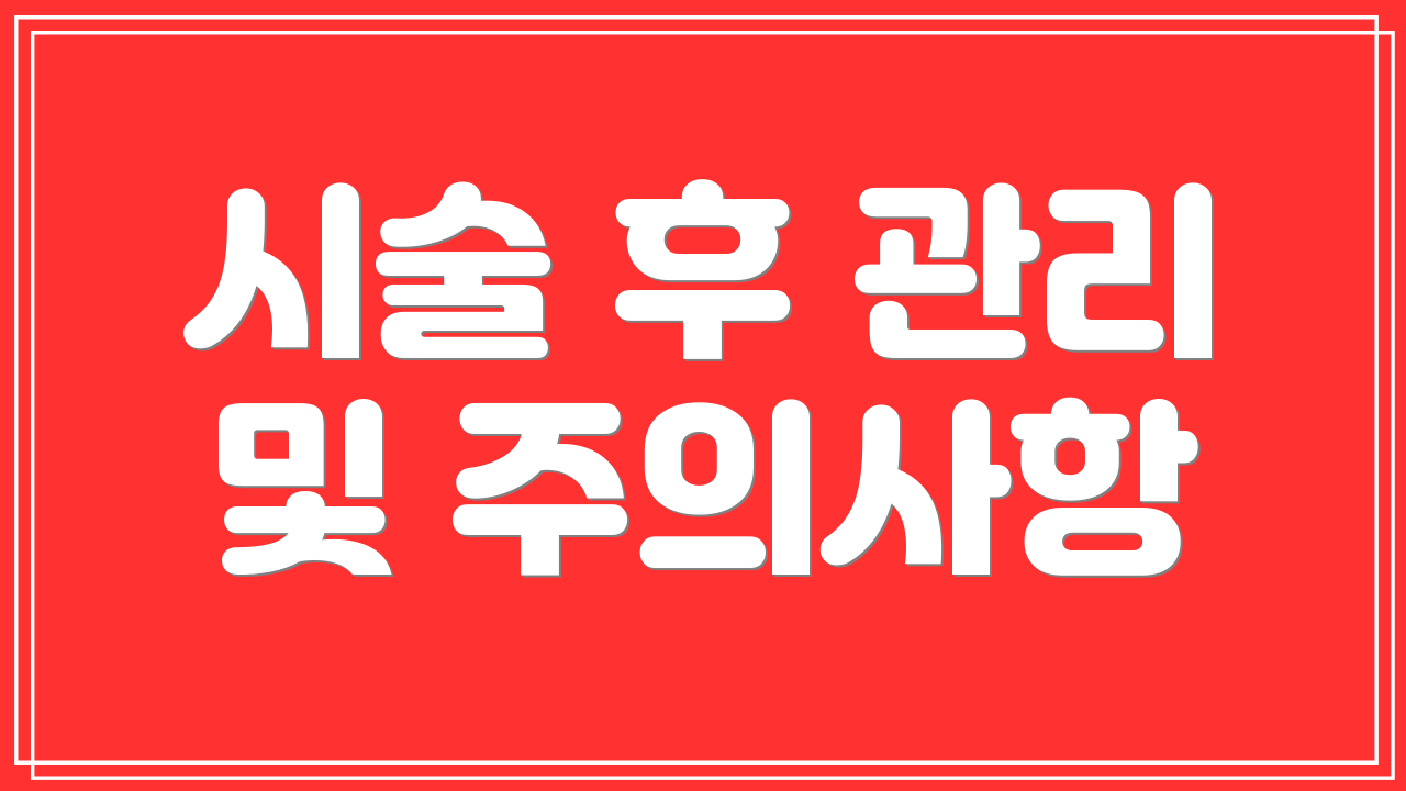 시술 후 관리 및 주의사항