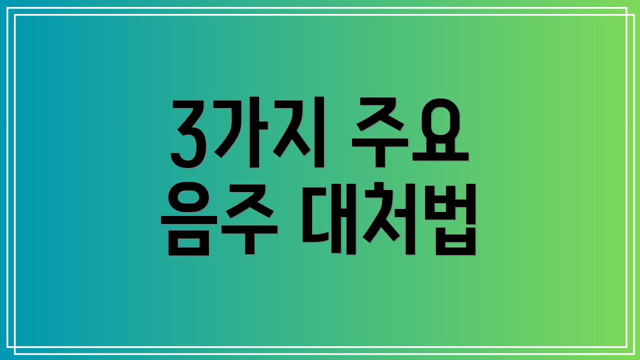 3가지 주요 음주 대처법