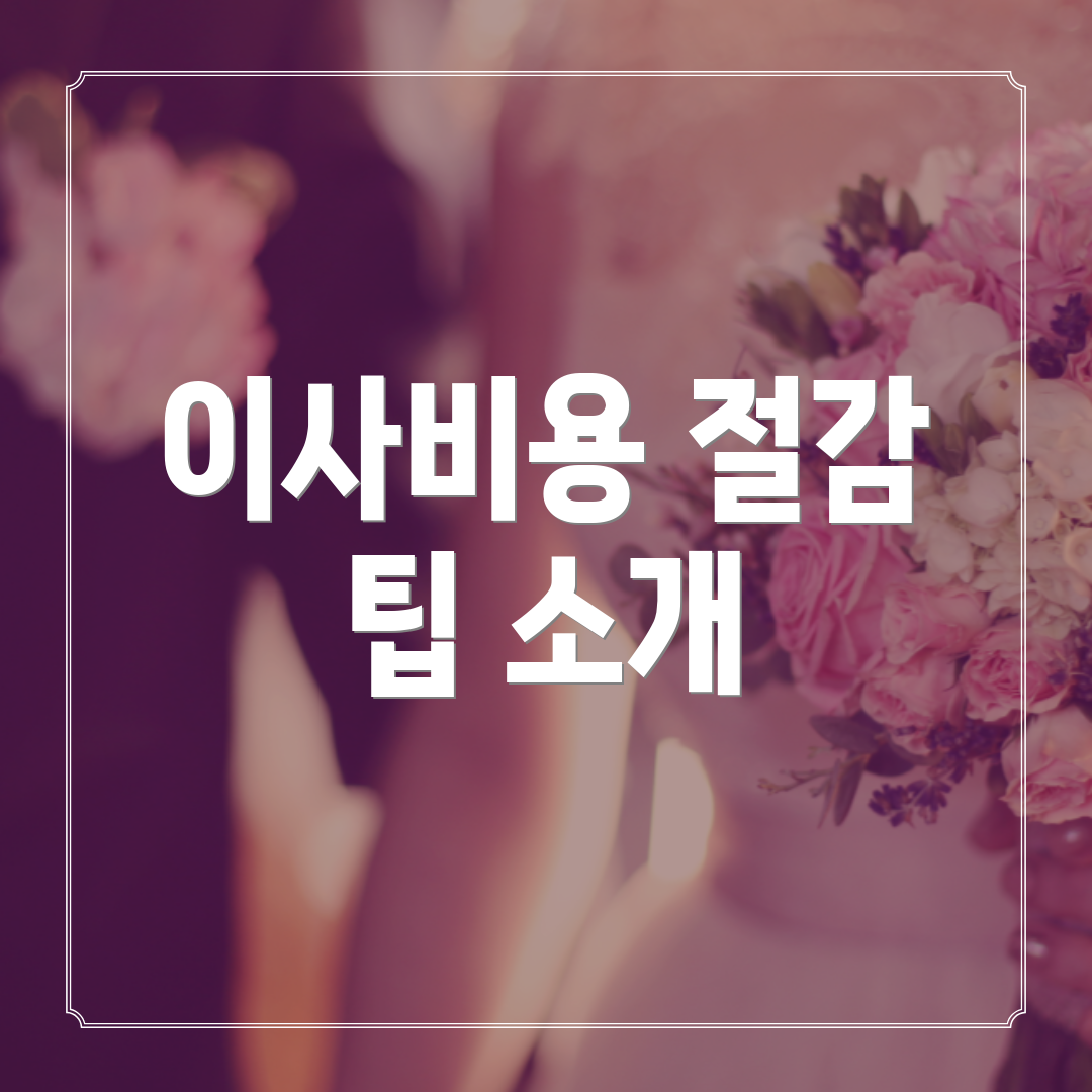 이사비용 절감 팁 소개