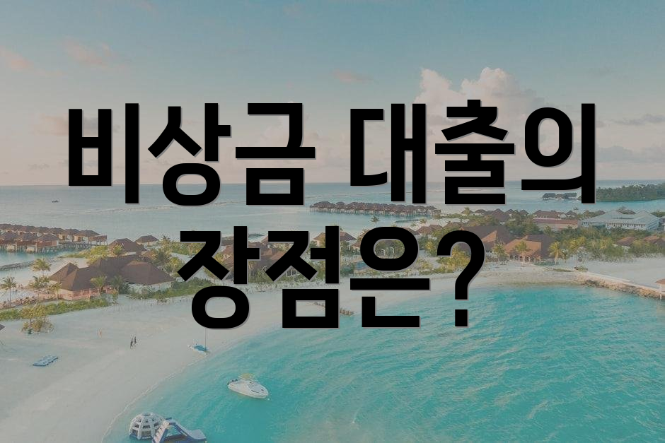 비상금 대출의 장점은?