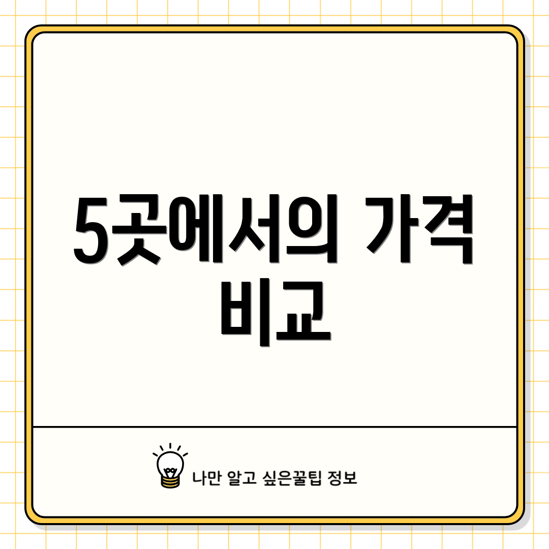 5곳에서의 가격 비교