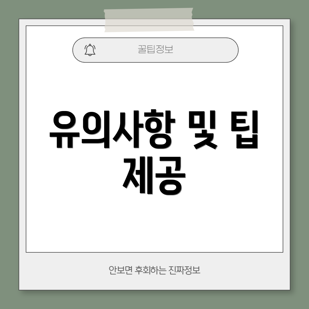 유의사항 및 팁 제공