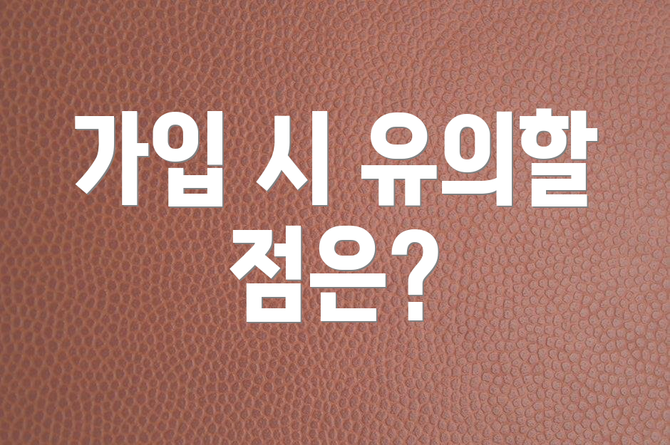 가입 시 유의할 점은?