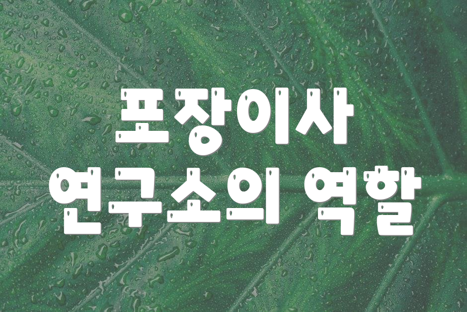 포장이사 연구소의 역할