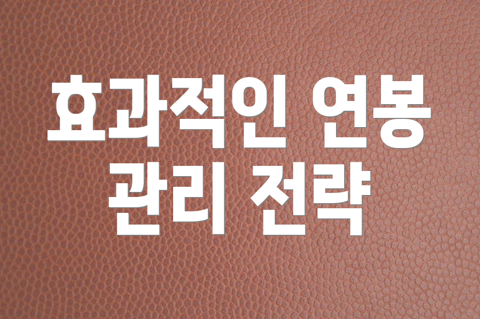 효과적인 연봉 관리 전략